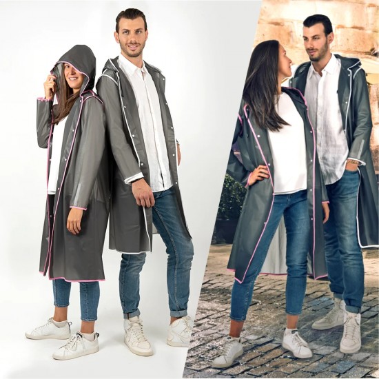 Тренч/дощовик Perletti City напівпрозорий з окантовкою та чохлом сірий/білий - 14210708L