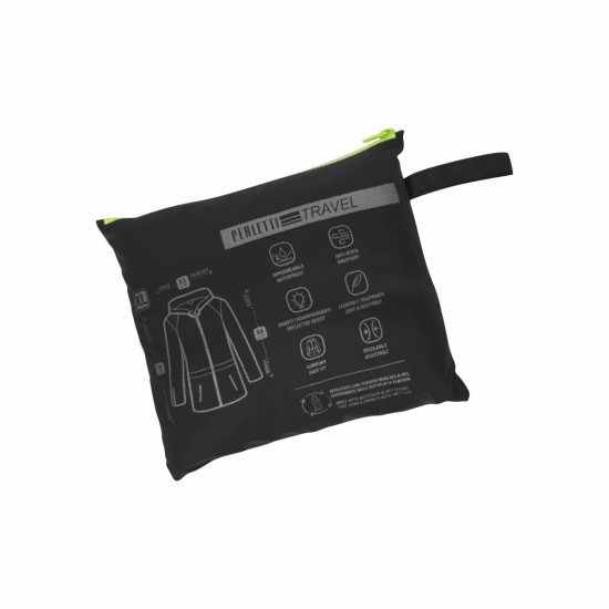 Вітровка чоловіча Perletti Windbreaker зі світловідбиваючими еламентами та чохлом чорний/лайм - 14220177S