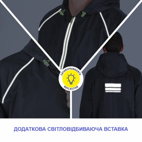 Вітровка чоловіча Perletti Windbreaker зі світловідбиваючими еламентами та чохлом лайм/чорний - 14220977M