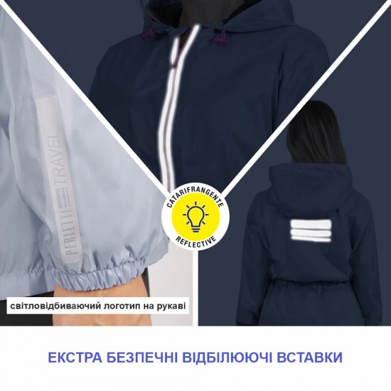Вітровка жіноча Perletti Windbreaker зі світловідбиваючими еламентами та чохлом фуксія/чорний - 14230277M