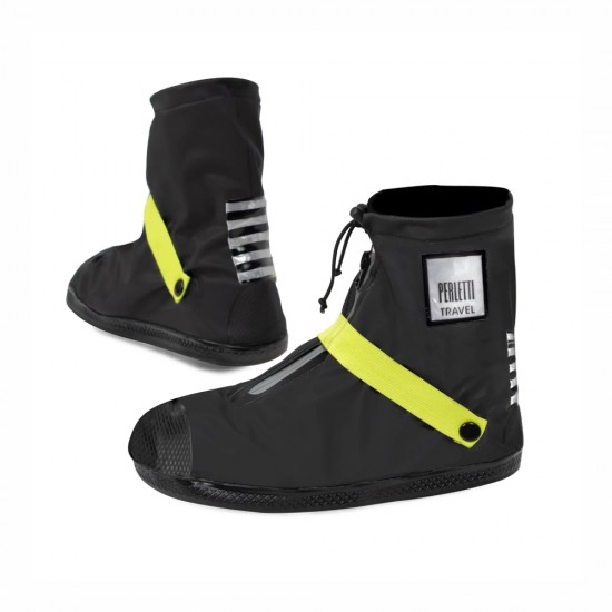 Бахіли короткі водонепроникні Perletti Covers зі світловідбиваючими деталями чорний/лайм - 14240105XS