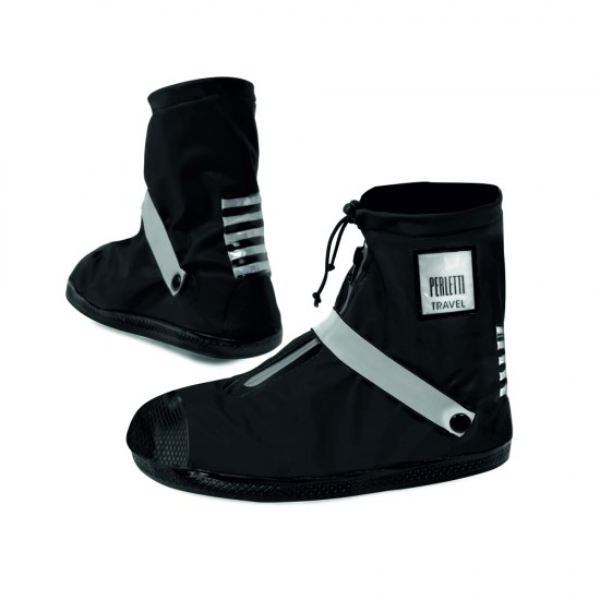 Бахіли короткі водонепроникні Perletti Covers зі світловідбиваючими деталями чорний/сріблястий - 14240177L