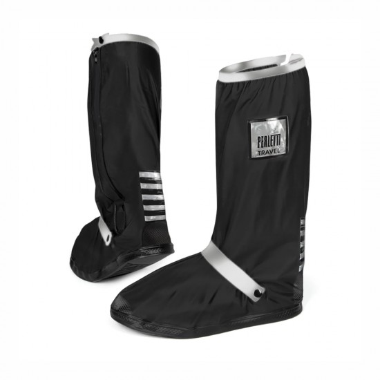 Бахіли високі водонепроникні Perletti Covers зі світловідбиваючими деталями чорний/сріблястий - 14250177S