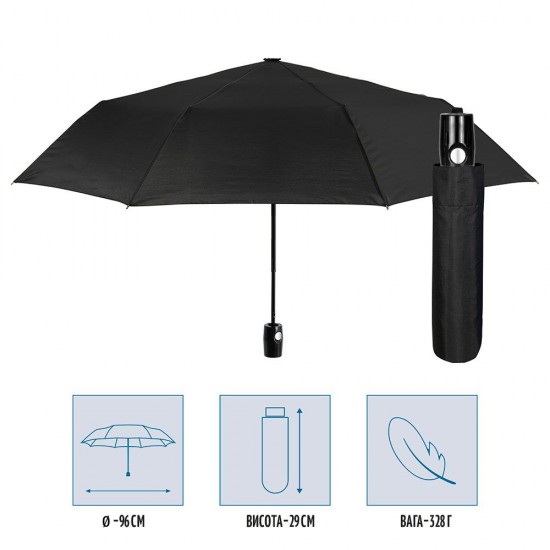 Парасоля складана автоматична Perletti Ombrelli чорний - 96007-01