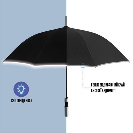 Парасоля-тростина автоматична Perletti Reflecting антивітер зі світловідбивачем чорний - P96014-01 Парасоля-тростина автоматична Perletti Reflecting антивітер зі світловідбивачем чорний - P96014-01