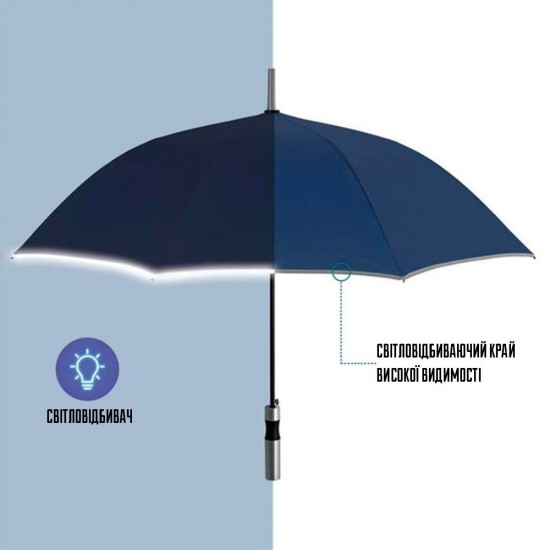 Парасоля-тростина автоматична Perletti Reflecting антивітер зі світловідбивачем темно-синій - P96014-02