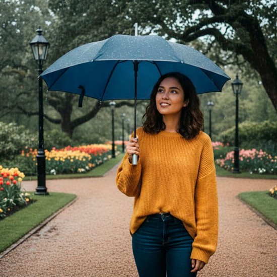 Парасоля-тростина автоматична Perletti Reflecting антивітер зі світловідбивачем темно-синій - P96014-02