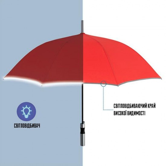 Парасоля-тростина автоматична Perletti Reflecting антивітер зі світловідбивачем червоний - P96014-03