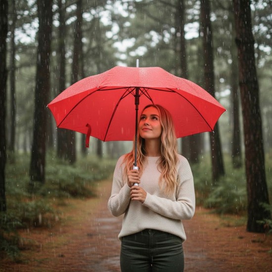 Парасоля-тростина автоматична Perletti Reflecting антивітер зі світловідбивачем червоний - P96014-03