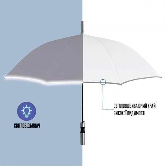 Парасоля-тростина автоматична Perletti Reflecting антивітер зі світловідбивачем білий - P96014-04