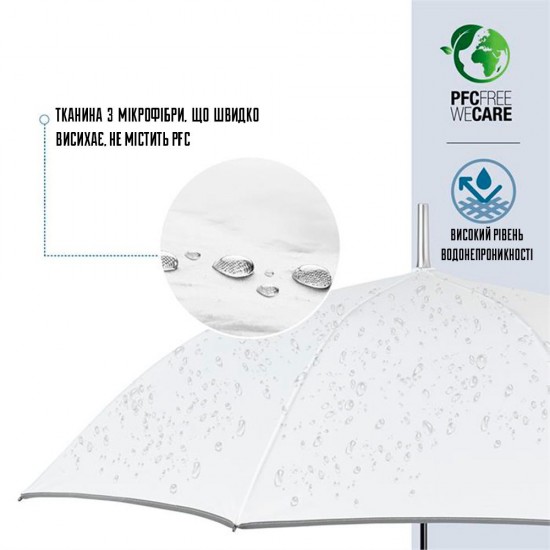 Парасоля-тростина автоматична Perletti Reflecting антивітер зі світловідбивачем білий - P96014-04