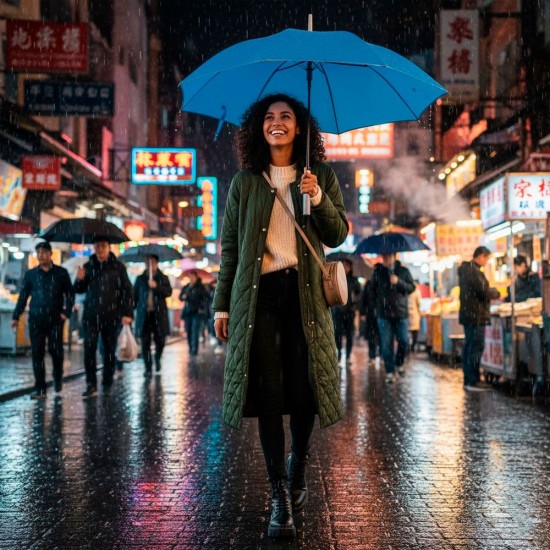 Парасоля-тростина автоматична Perletti Reflecting антивітер зі світловідбивачем синій - P96014-05