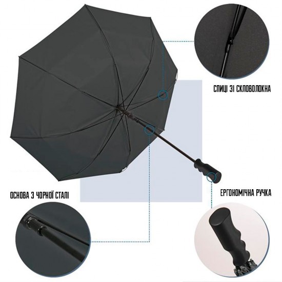 Велика парасоля-тростина механічна Perletti Golf XXL антивітер чорний - P96020-01