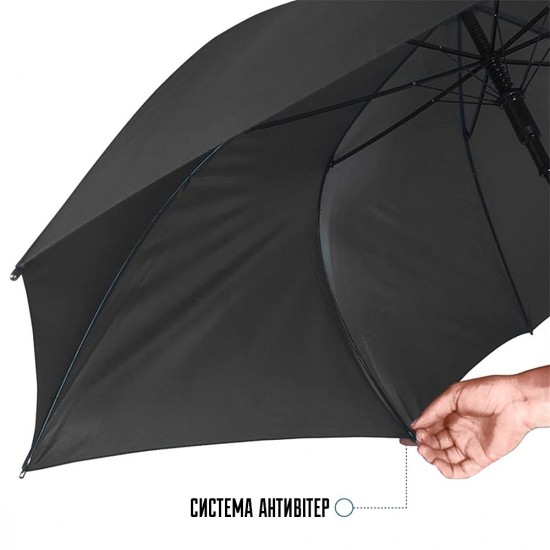 Велика парасоля-тростина механічна Perletti Golf XXL антивітер чорний - P96020-01