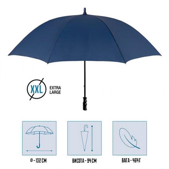 Велика парасоля-тростина механічна Perletti Golf XXL антивітер темно-синій - P96020-02