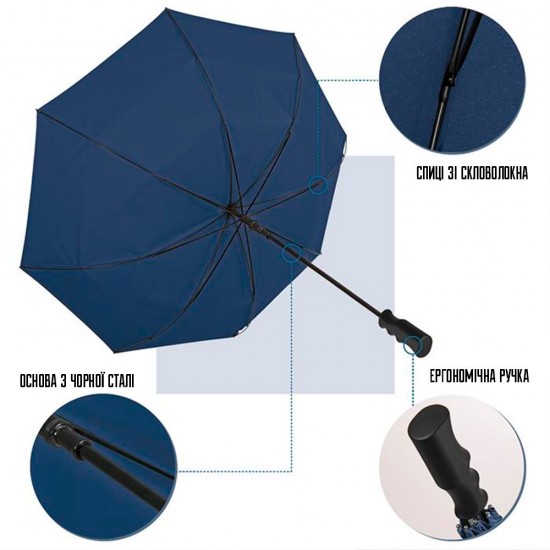 Велика парасоля-тростина механічна Perletti Golf XXL антивітер темно-синій - P96020-02