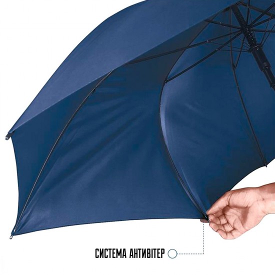 Велика парасоля-тростина механічна Perletti Golf XXL антивітер темно-синій - P96020-02