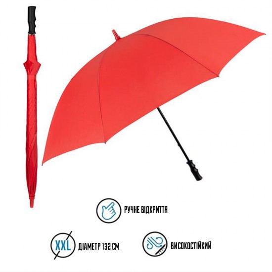 Велика парасоля-тростина механічна Perletti Golf XXL антивітер червоний - P96020-03 Велика парасоля-тростина механічна Perletti Golf XXL антивітер червоний - P96020-03