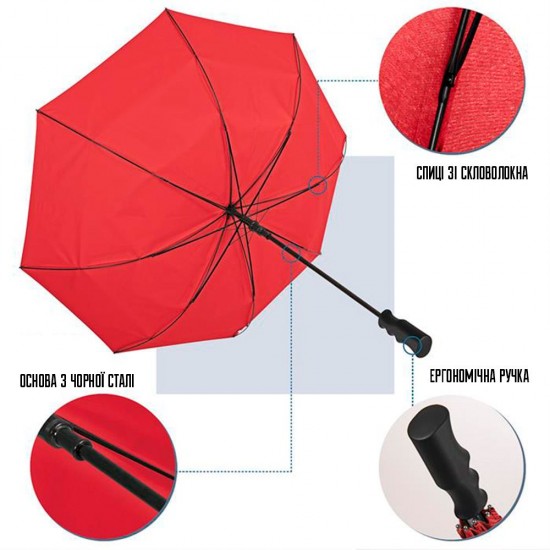 Велика парасоля-тростина механічна Perletti Golf XXL антивітер червоний - P96020-03 Велика парасоля-тростина механічна Perletti Golf XXL антивітер червоний - P96020-03