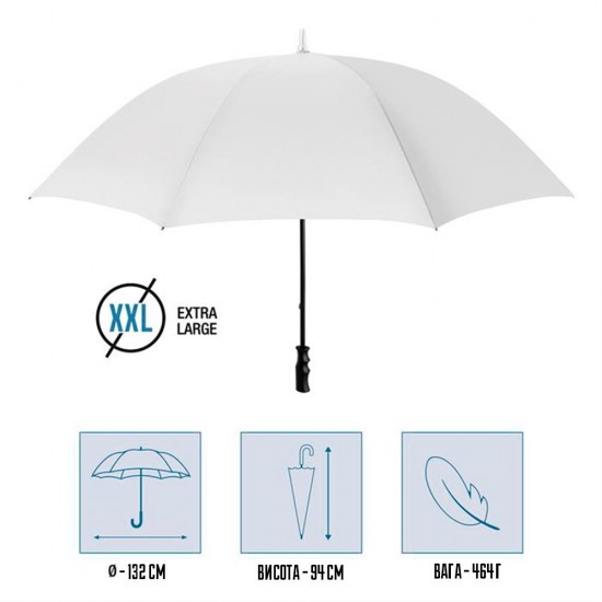 Велика парасоля-тростина механічна Perletti Golf XXL антивітер білий - P96020-04