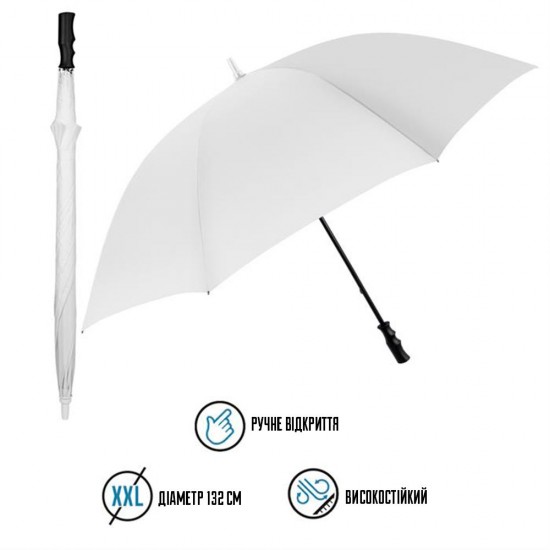 Велика парасоля-тростина механічна Perletti Golf XXL антивітер білий - P96020-04