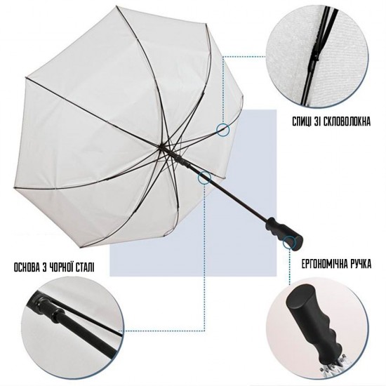 Велика парасоля-тростина механічна Perletti Golf XXL антивітер білий - P96020-04