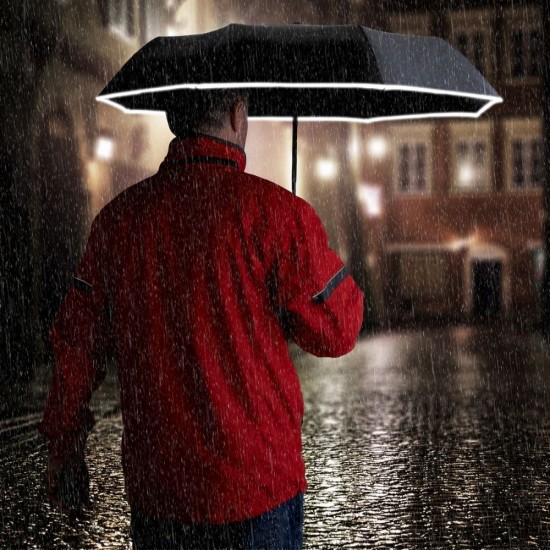 Парасоля складана автоматична Schwarzwolf Crux зі світловідбиваючим кантиком чорний - F0107500AJ3