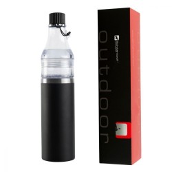 Термопляшка 400 мл сталева 4в1 Schwarzwolf Dominika, вакуумна із заварником 600 мл чорний - F4900500AJ3