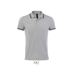 Футболка поло чоловіча SOL'S Pasadena сірий меланж/кобальт - 00577110M