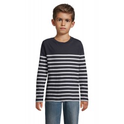 Лонгслів дитячий SOL'S Matelot LSL білий/темно-синій - 0310190410A