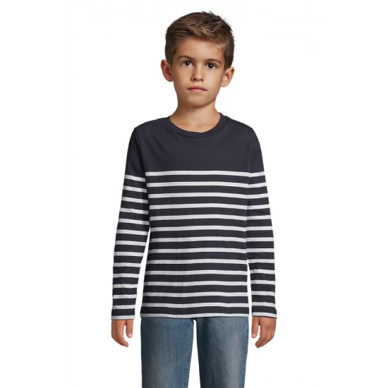 Лонгслів дитячий SOL'S Matelot LSL білий/темно-синій - 0310190404A