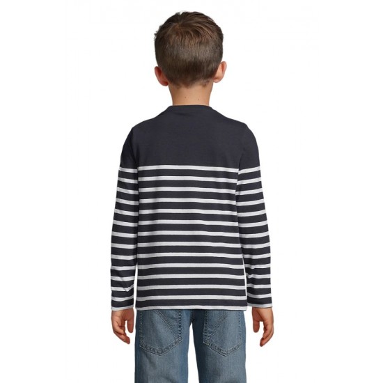 Лонгслів дитячий SOL'S Matelot LSL білий/темно-синій - 0310190404A