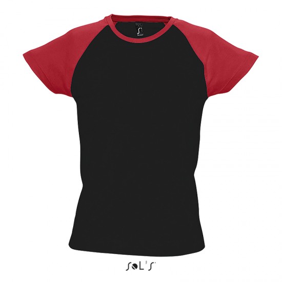 Футболка жіноча двоколірна SOL'S MILKY чорний/червоний - 11195917S
