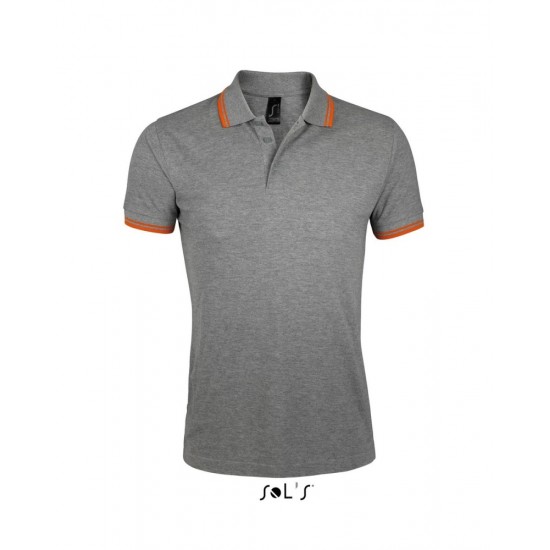 Футболка поло чоловіча SOL'S Pasadena сірий меланж/помаранчевий - 00577932XL