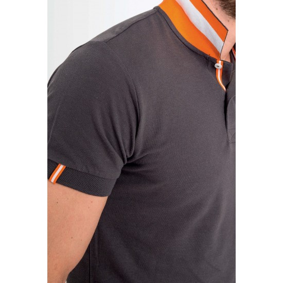 Футболка поло SOL'S Patriot темно-сірий/білий/помаранчевий - 00576384M