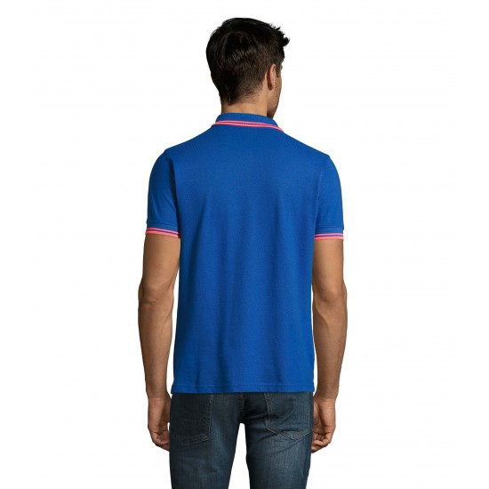 Футболка поло чоловіча SOL'S Pasadena синій/неоново-кораловий - 00577529L