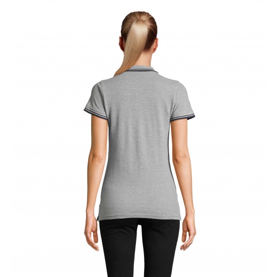 Футболка поло жіноча SOL'S Pasadena сірий меланж/кобальт - 00578110M