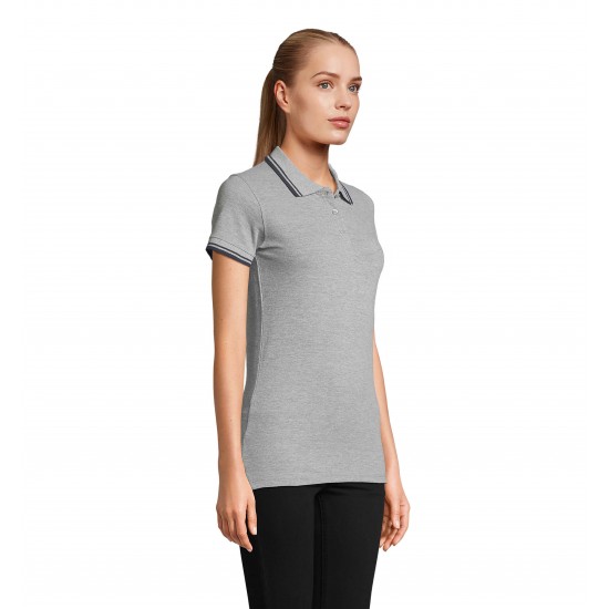 Футболка поло жіноча SOL'S Pasadena сірий меланж/кобальт - 00578110M