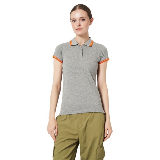 Футболка поло жіноча SOL'S Pasadena сірий меланж/помаранчевий - 00578932M