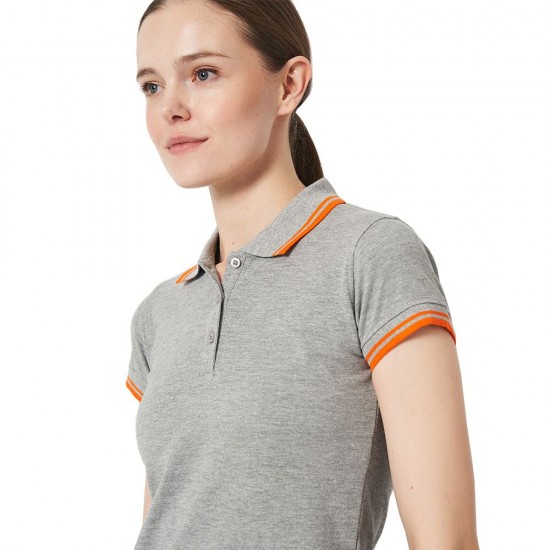 Футболка поло жіноча SOL'S Pasadena сірий меланж/помаранчевий - 00578932M