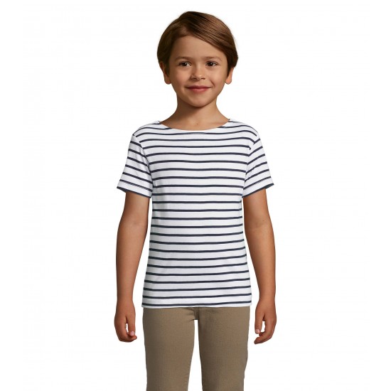 Футболка дитяча SOL'S Miles білий/темно-синій - 0140090410A