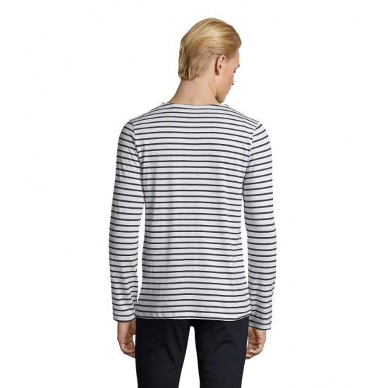 Лонгслів чоловічий SOL'S Marine білий/темно-синій - 01402904M