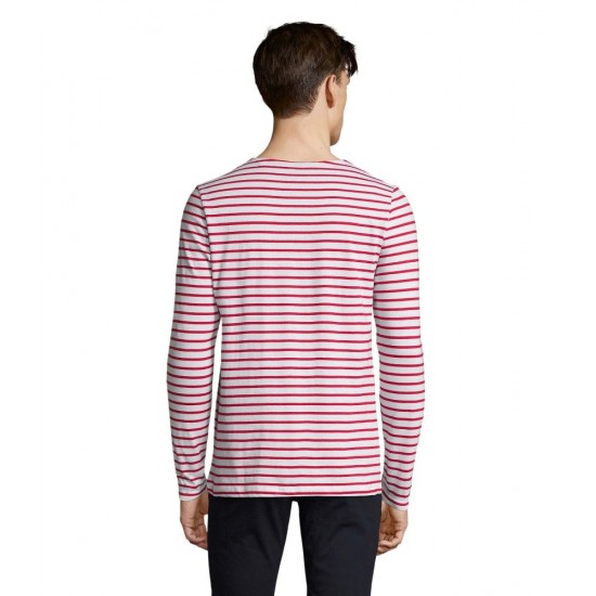 Лонгслів чоловічий SOL'S Marine білий/червоний - 01402987L