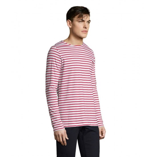 Лонгслів чоловічий SOL'S Marine білий/червоний - 01402987L