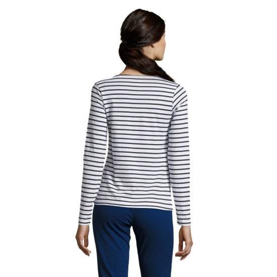 Лонгслів жіночий SOL'S Marine білий/темно-синій - 01403904M
