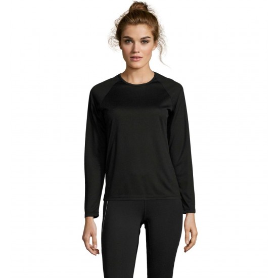 Лонгслів спортивний жіночий SOL'S Sporty LSL чорний - 02072312L