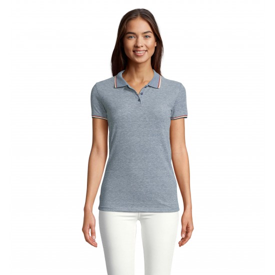 Футболка поло жіноча SOL'S Paname джинсовий меланж - 02082218S