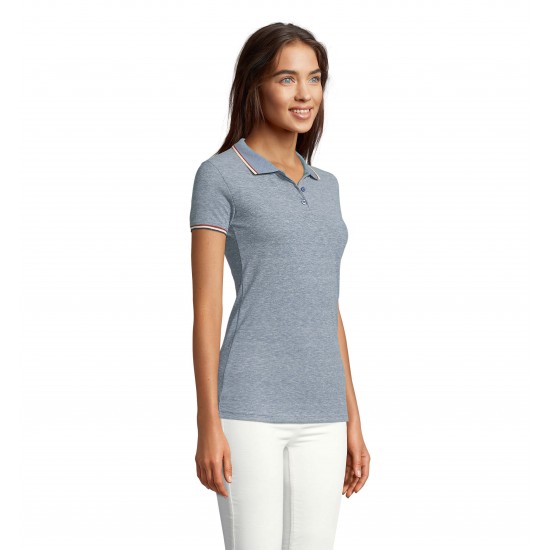 Футболка поло жіноча SOL'S Paname джинсовий меланж - 02082218S