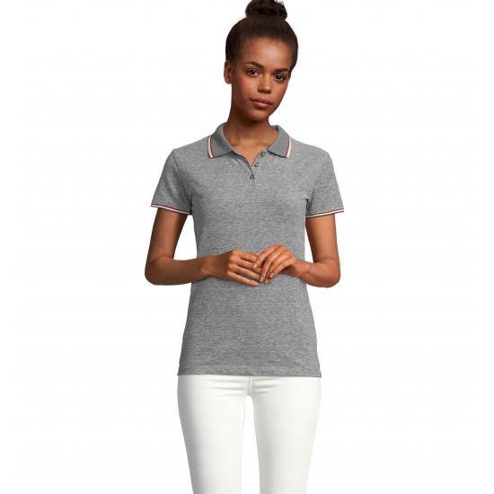 Футболка поло жіноча SOL'S Paname чорний меланж - 02082311S