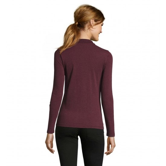 Лонгслів поло жіночий SOL'S Perfect LSL темно-бордовий меланж - 02083148S